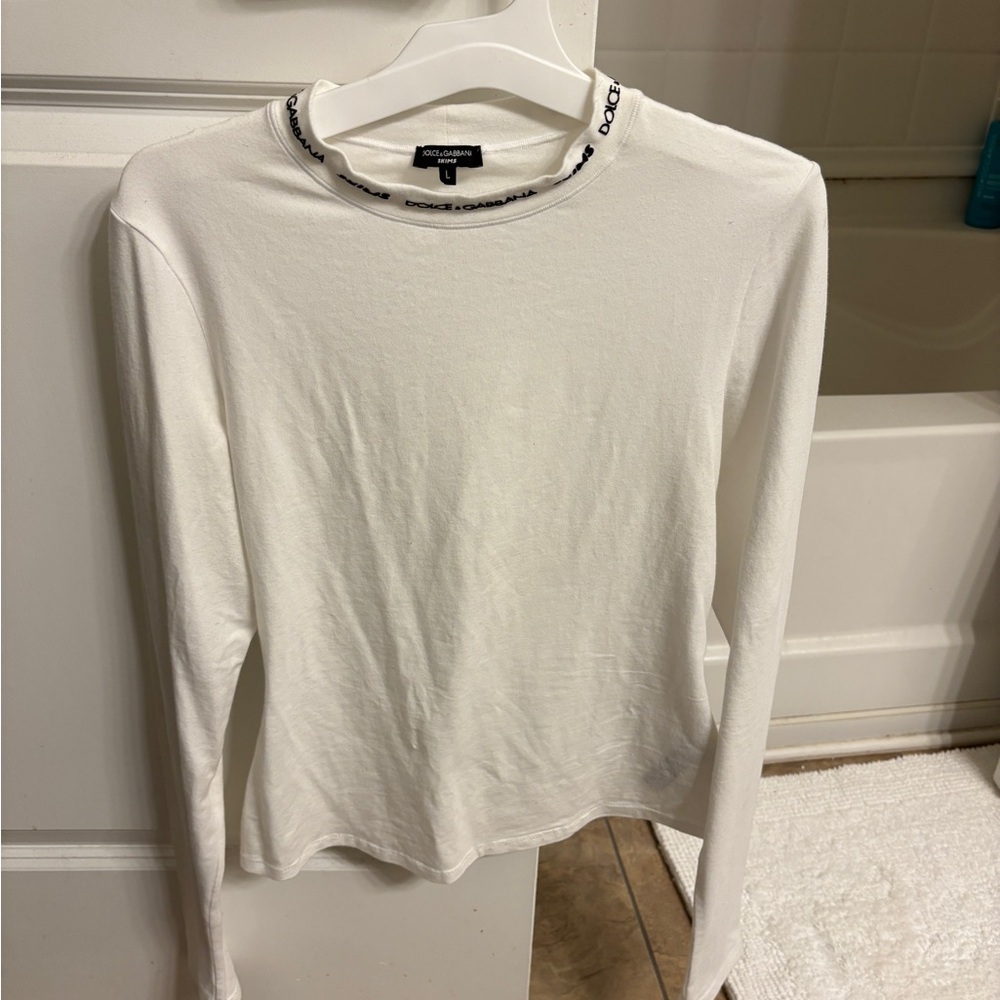 SKIMS Cream Fitted Long Sleeve T-Shirt
